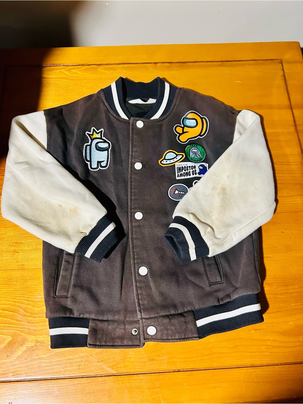 Among Us Two-Tone Varsity Jacket with Patches - Imposters